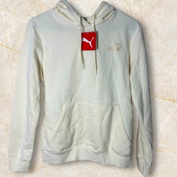 NWT PUMA HOODIE WOMENS LUSCIOUS CREAM KANGAROO POCKET EMBROIDERED LOGO - Picture 1 of 6